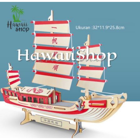 Puzzle 3D Kapal Red White Boat