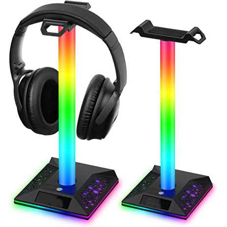 Gantungan Gaming Headphone Stand Hanger RGB USB 281mm Stan Head Phone Anti Slip Multifungsi Isi Daya Baterai