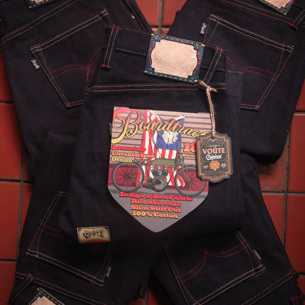 Voute Denim - Boardtrack Jeans 18oz  Indigo x Maroon Unsanforized Selvedge Heavy Weight Raw Denim De