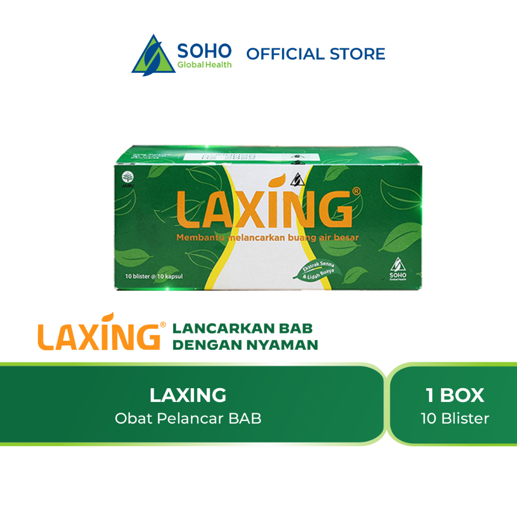 Laxing Pelancar BAB Herbal alami  / Sembelit / Begah / Konstipasi  1 Box Isi 10 Blister