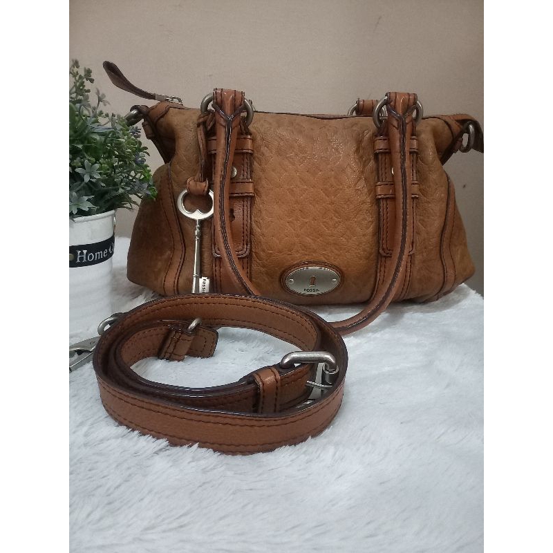 preloved fossil maddox satchel embossed embos
