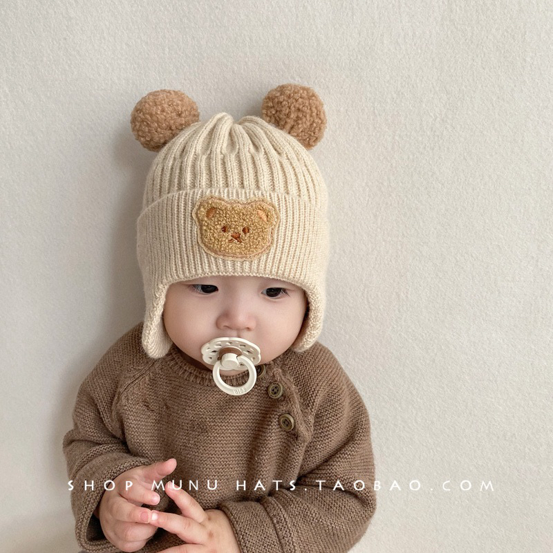 Pom bear beanie bayi beruang