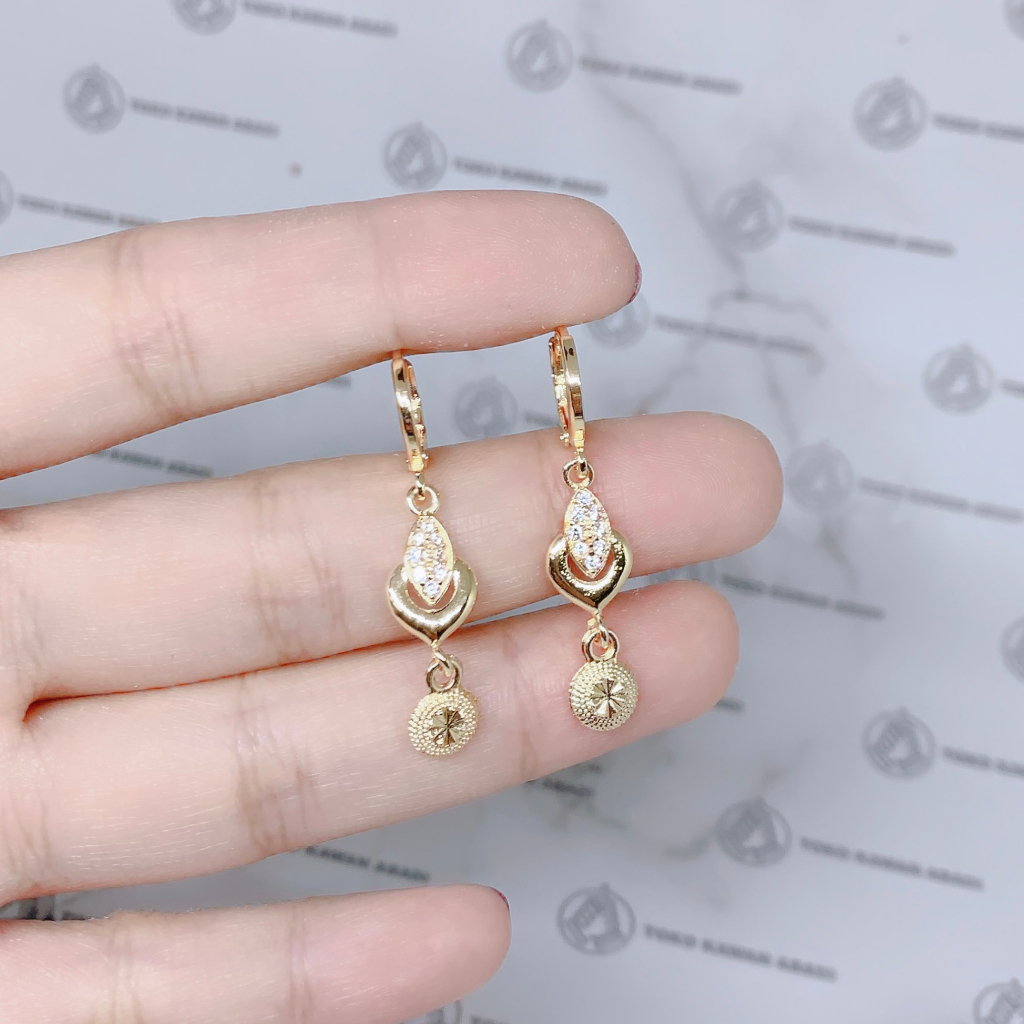 Anting Xuping Gold Perhiasan Fashion Wanita Model Ring Batu Putih *04