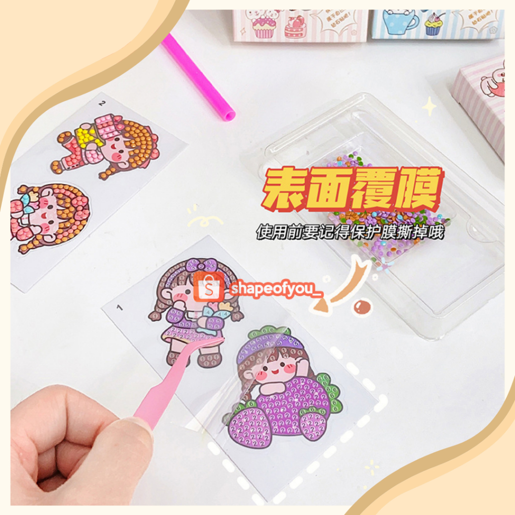 DIY Mainan Anak Sticker Diamond/Stiker Diamond Cuti POP Momo Terbaru