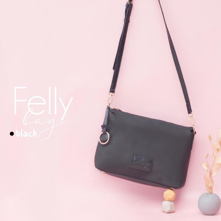 Tas Wanita Selempang Kekinian HODY Felly Bag Sling Bag Premium Waterproof Black Hitam