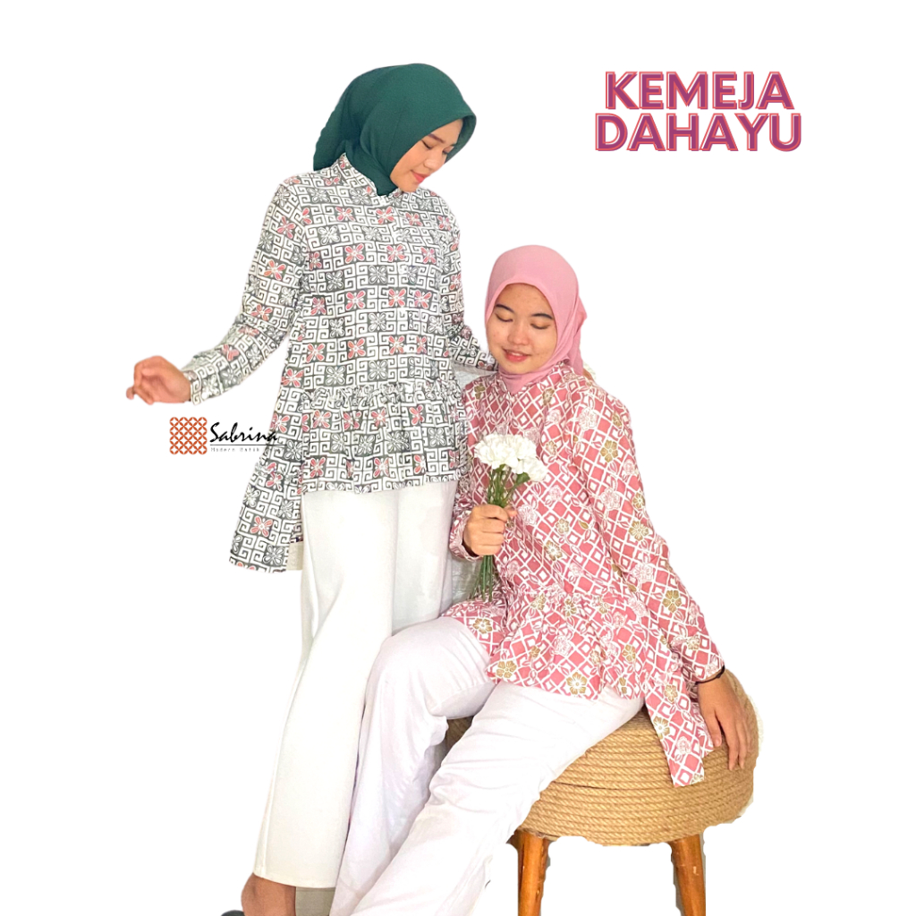 DAHAYU BLOUSE Atasan Kemeja Batik Kerja Kantor Wanita Print Katun Soft Pastel Busui Modis Modern Kekinian