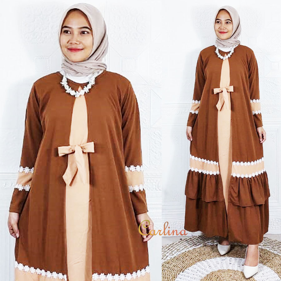 CARLINA GAMIS RENDA MAUDY MAXMARA KOMBINASI DUA WARNA CANTIK MAXY WANITA