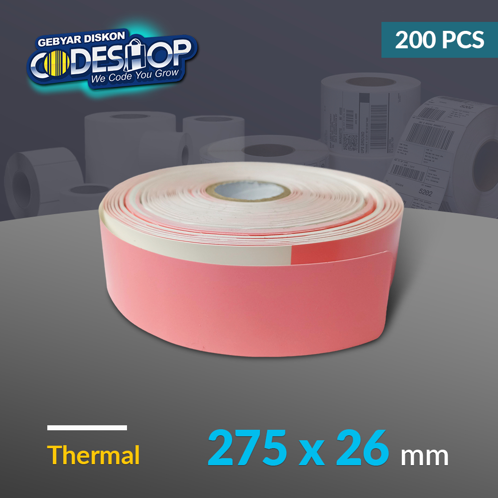 Codeshop Label Gelang Pasien 275 x 26 mm Pink Wristband Thermal Printer Isi 200 Pcs