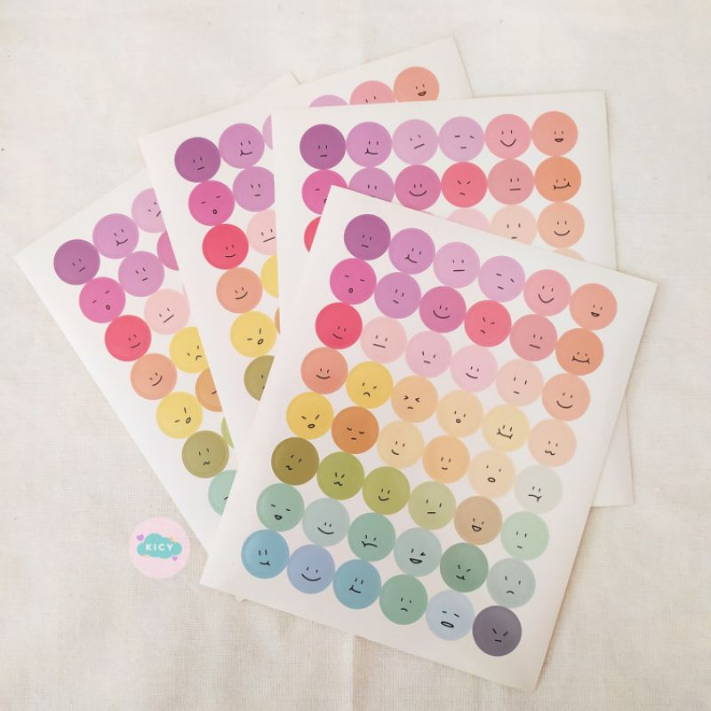 

[KICY] Stiker SMILEY FACE RAINBOW Sticker Emoji Stiker Deco Scrapbook Journal Bujo Planner DIY