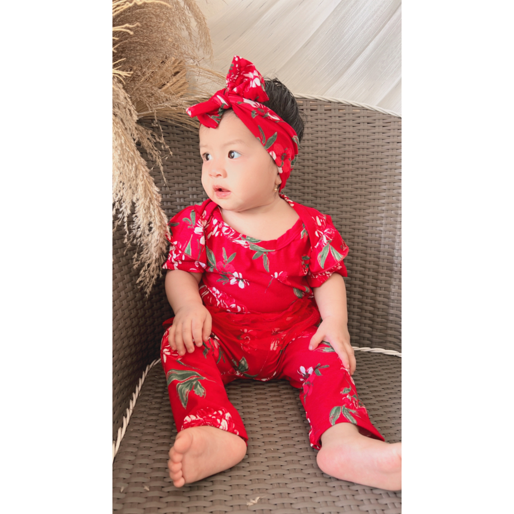 3-18 BLN SETELAN BAYI LULU BAJU BAYI PEREMPUAN ROMPER BAYI WITH HEADBAND by LITTLE KODA