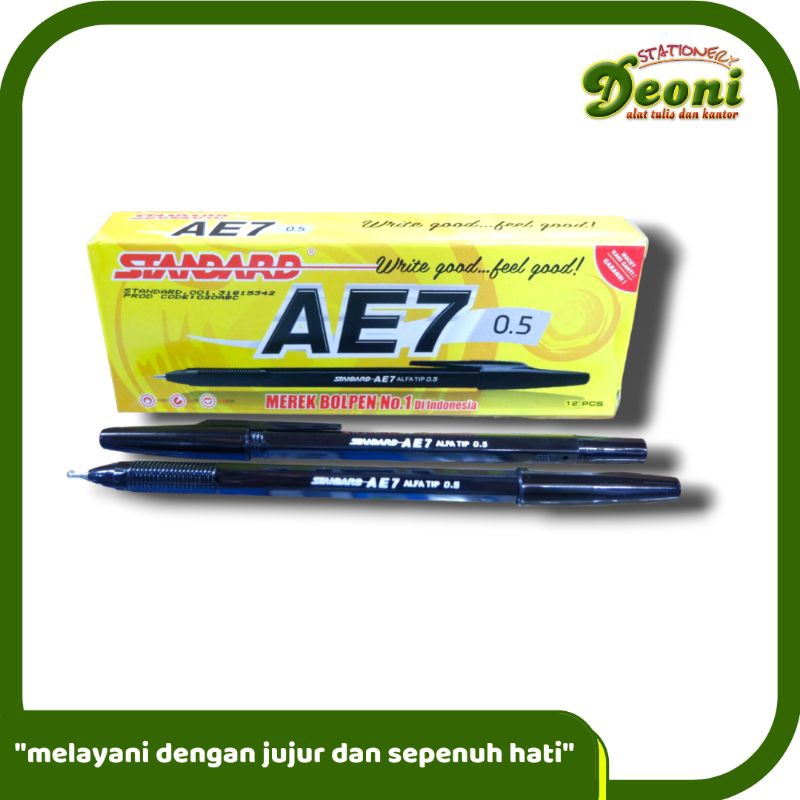 

STANDARD AE7 Alfatip Bolpen Pulpen Pena 0.5mm Hitam 1 Pcs