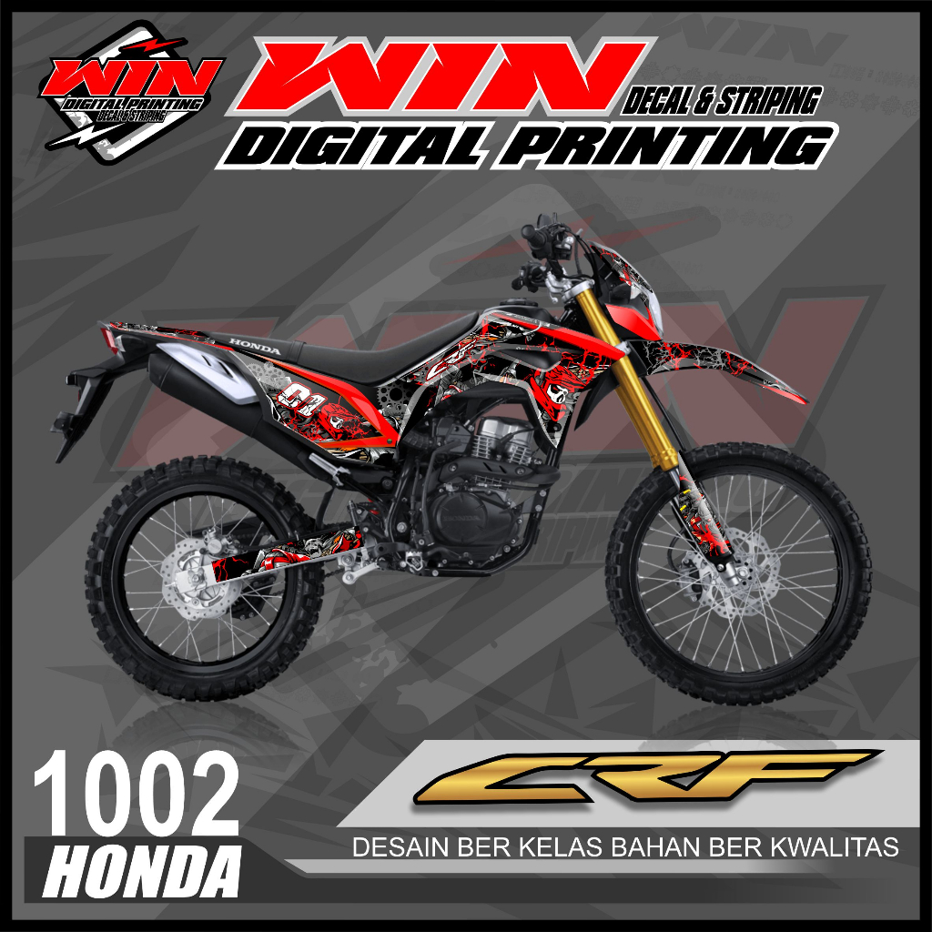 Decal CRF 150L New Custom - Decal Custom CRF 150L New Plus Papan Nomor 2 Full Body Supermoto
