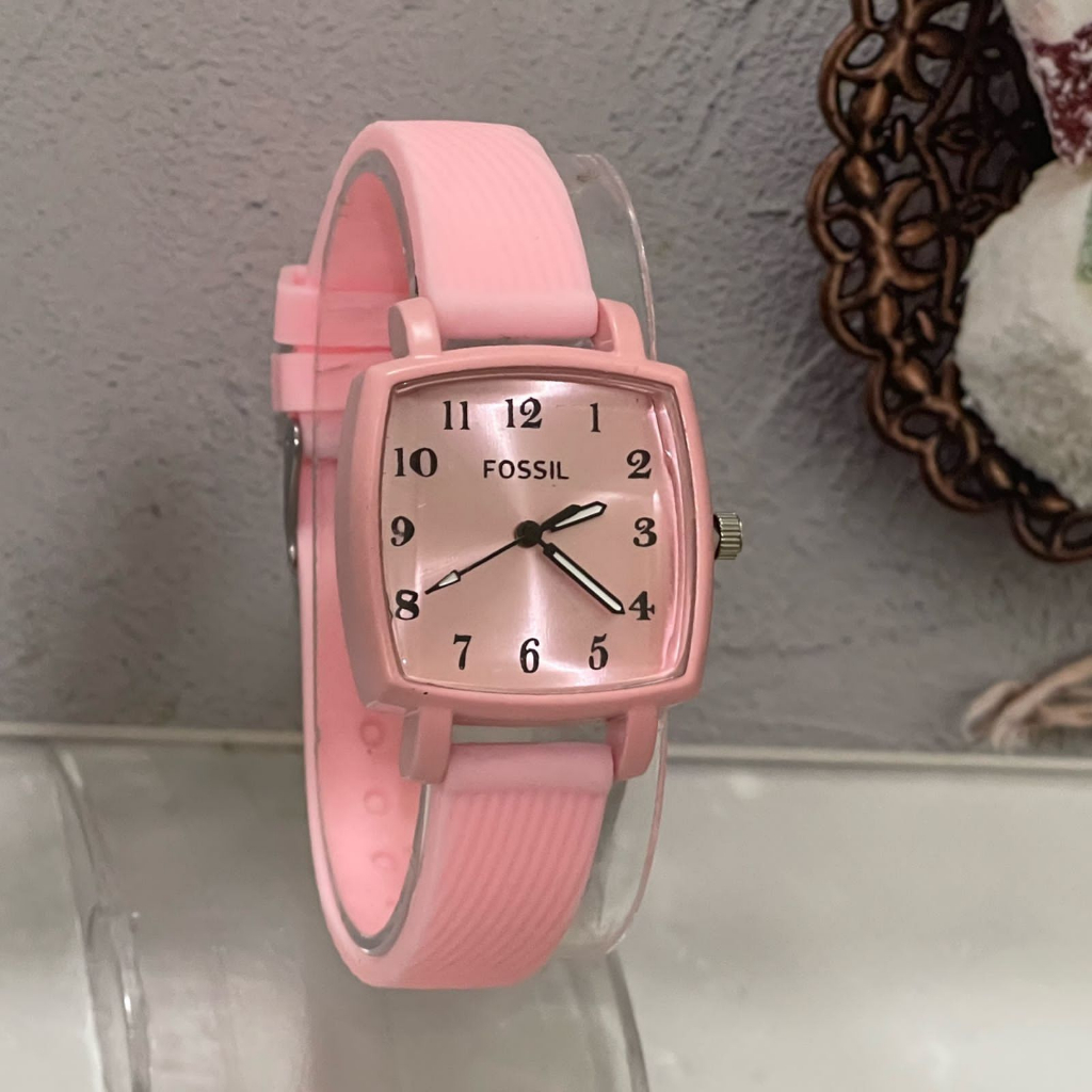 (SS) Jam Tangan Analog Kasual Wanita Strap Rubber Segi Empat FS-45 BISA COD