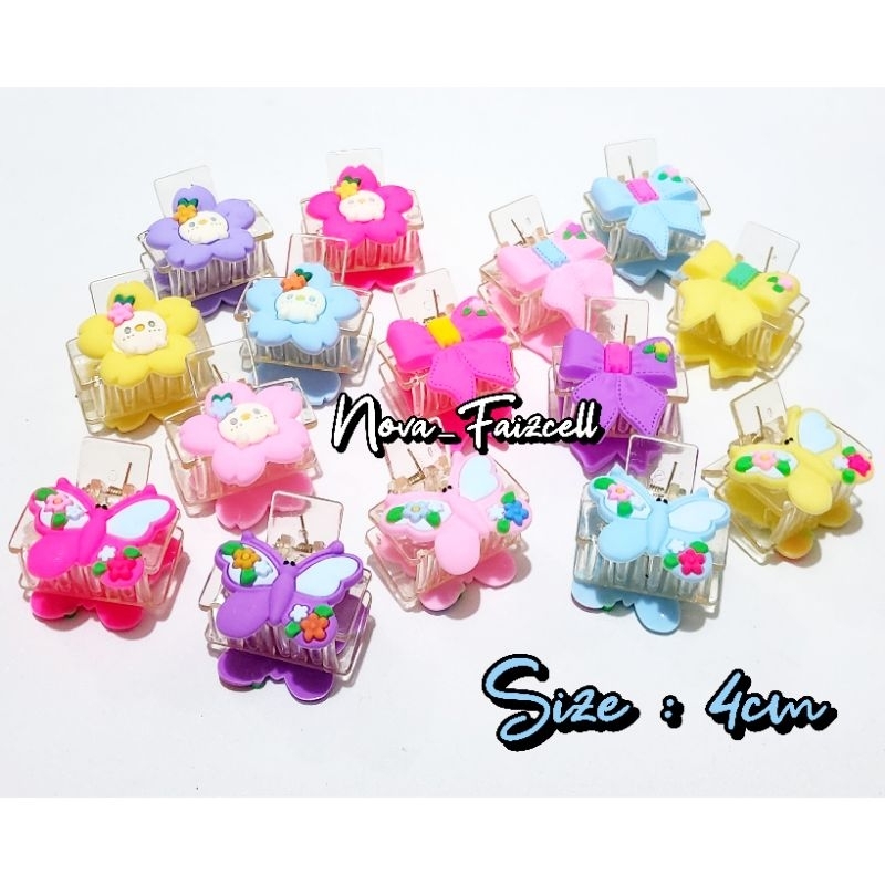 Jepit Rambut Bening Kotak 4CM Clay karet Premium Jepitan Korea