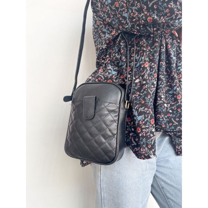 Tas selempang wanita mini tas kulit garut tas hp kulit sapi asli