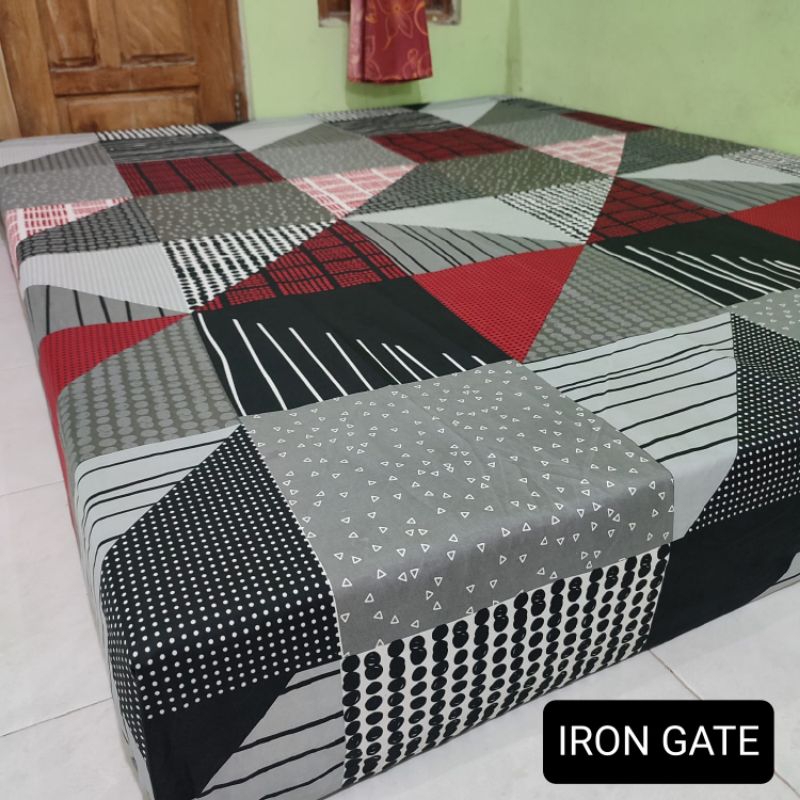 #1 SPREI KOTAK HITAM 180X200X20 160X200X20 MOTIF AESTHETIC MURAH ANTI GESER