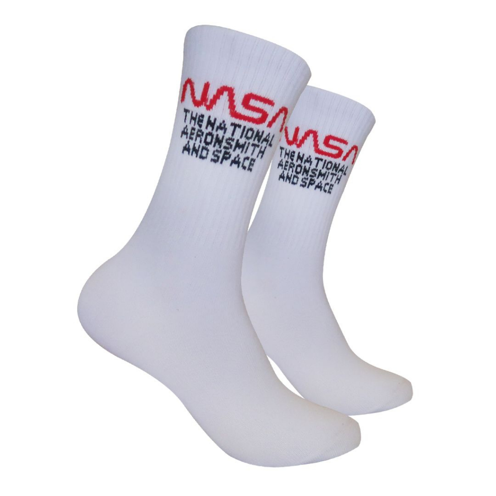 Kaos Kaki Motif Nasa Putih ( K23 )