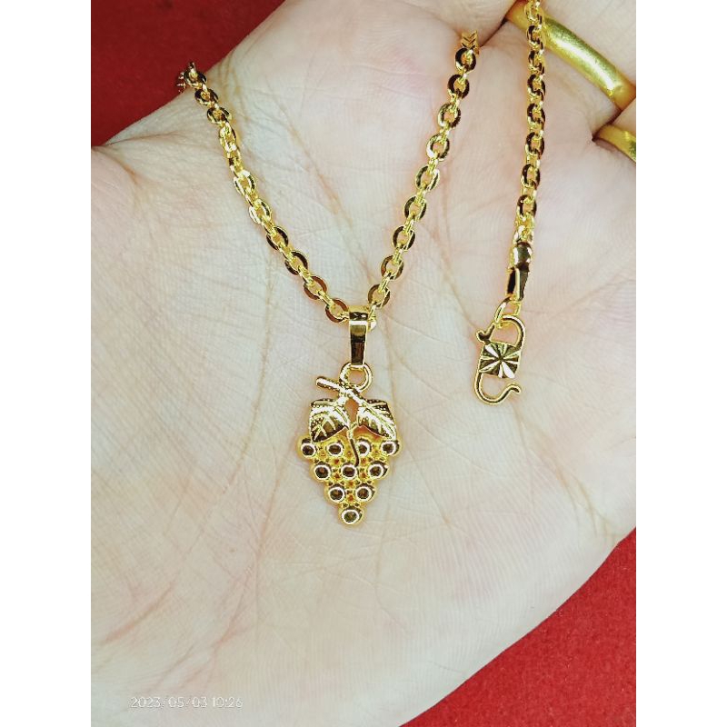 kalung kaca anggur anak dan dewasa lapis emas 24k