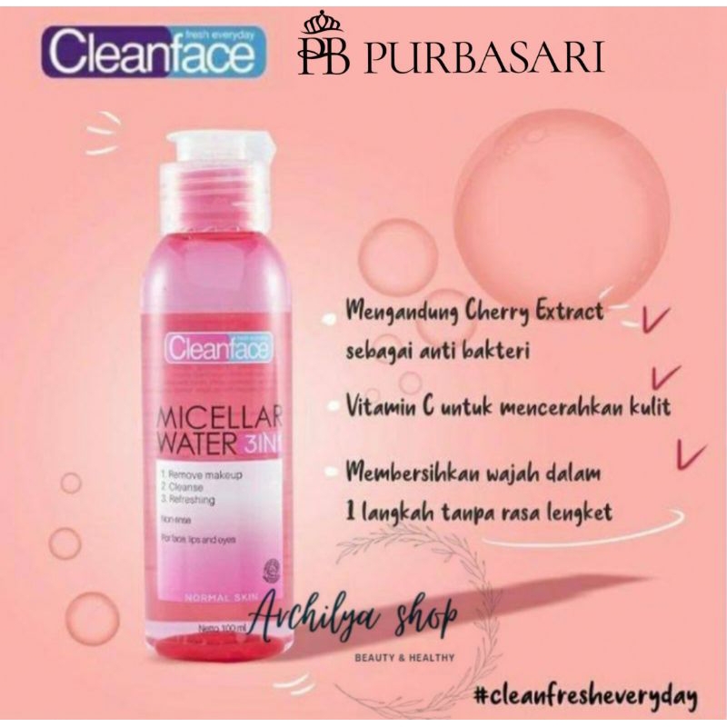 CLEANFACE Purbasari Clean Face Micellar Water 3in1 Normal Skin 100ml