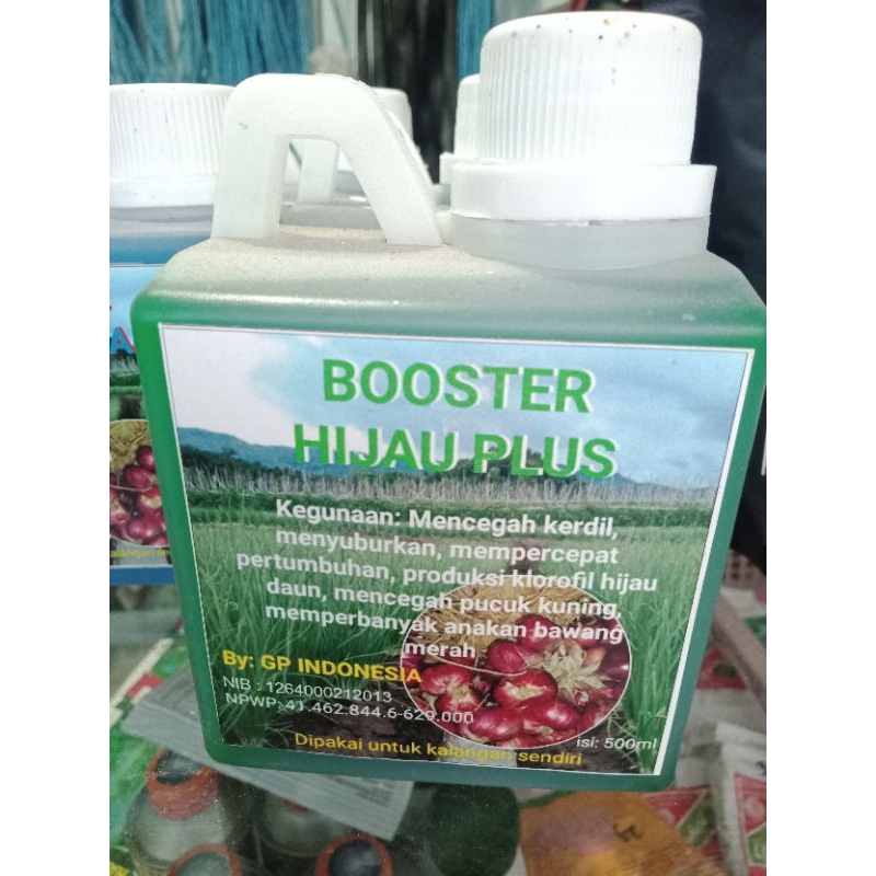 Penyubur, anti kerdil BOOSTER HIJAU PLUS anti pucuk kuning, cocok musim panas/ hujan. pupuk daun ter