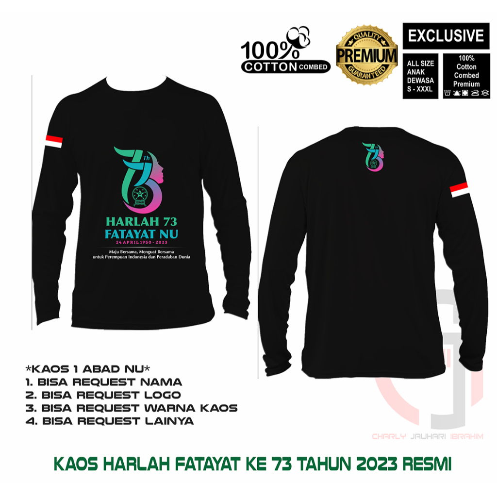 Kaos Harlah Fatayat ke 73 Tahun 2023 Limited Edition-Hitam