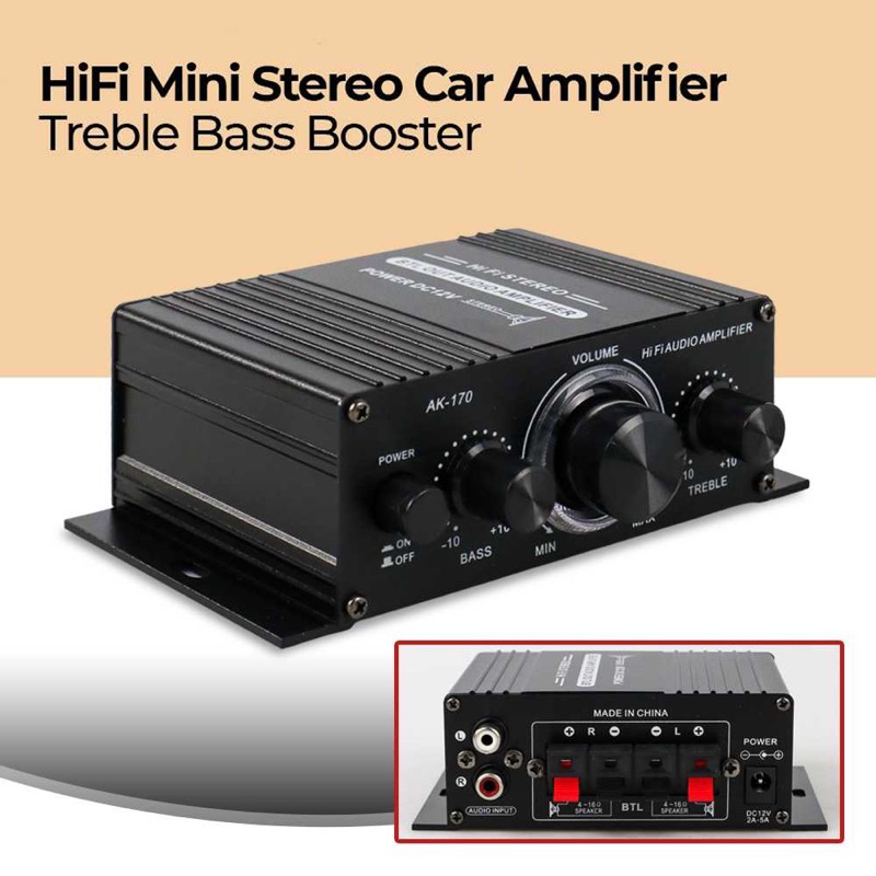 Lepy HiFi Mini Stereo Car Amplifier Treble Bass Booster