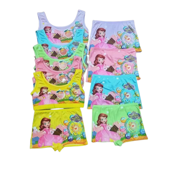 Setelan Miniset Boxer Anak Perempuan | Bahan Lembut Dan Adem Motif Karakter