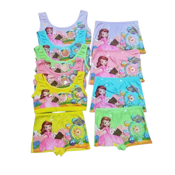 Setelan Miniset Boxer Anak Perempuan | Bahan Lembut Dan Adem Motif Karakter