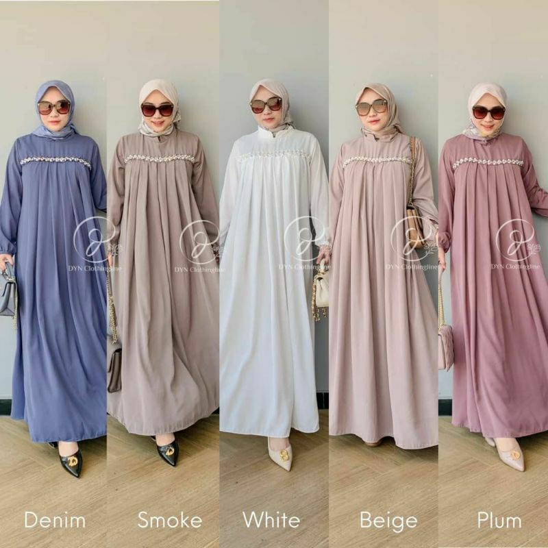 DYN Saffa Dress Polos Mewah Qibota Gamis Kondangan Kekinian