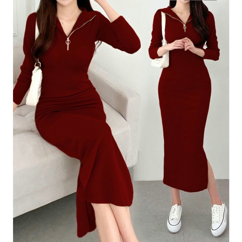 Becky long dress rajut | Dress rajut panjang