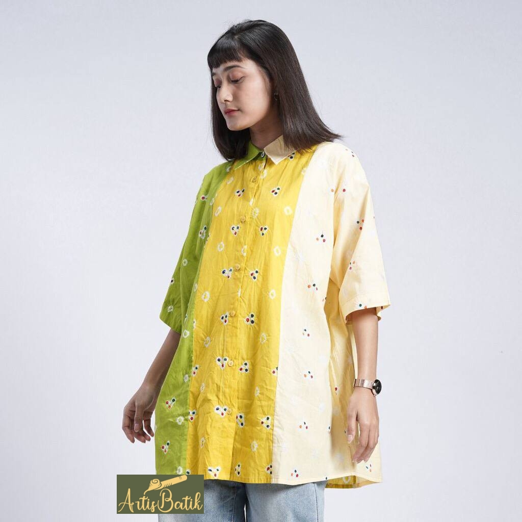 NEW ARRIVAL BLUS SUZY  BLOUSE BATIK BATIK  SUPER JUMBO LD 130 XXXXXXL MOTIF ABSTRAK SHIBORI TIEDYE B