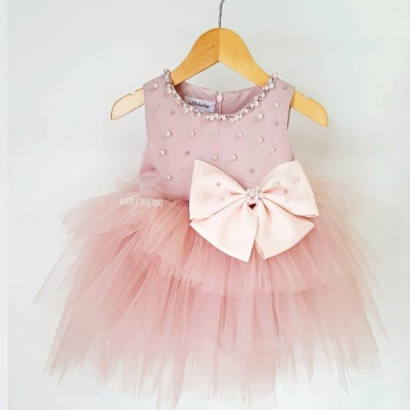 Preloved Dress anak LITTLE TOOTOO KIDS - Ellena kids dress rosegold  / dress anak / gaun anak peremp