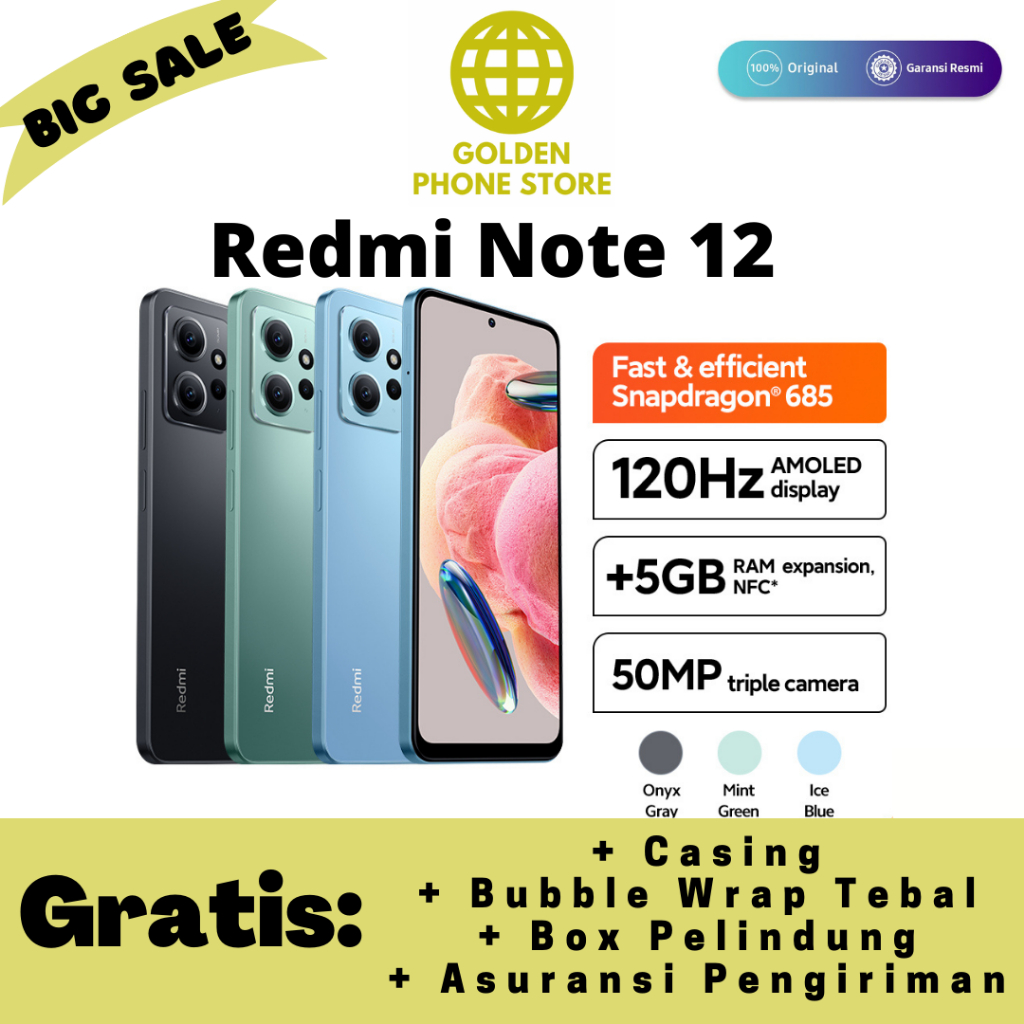 Xiaomi Redmi Note 12 4GB/128GB - Original &amp; Garansi Resmi Xiaomi Indonesia