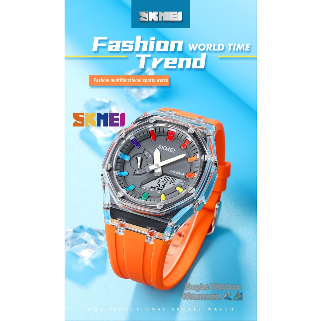 Jam Tangan Skmei 2100 Pria Cowok Analog Digital Strap Rubber Original Waterproof