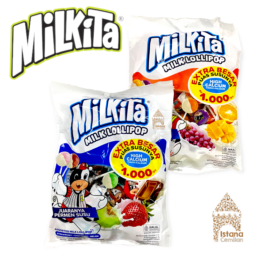 Milkita Lollipop Aneka Rasa Isi 40 Pcs . Permen Lolipop Refill