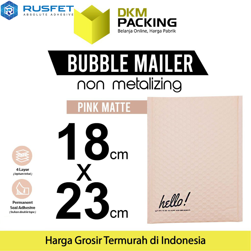 

AMPLOP BUBBLE WRAP PINK 18X23cm RUSFET ENVELOPE BUBBLE BAG MAILER PREMIUM TERMURAH / SATUAN