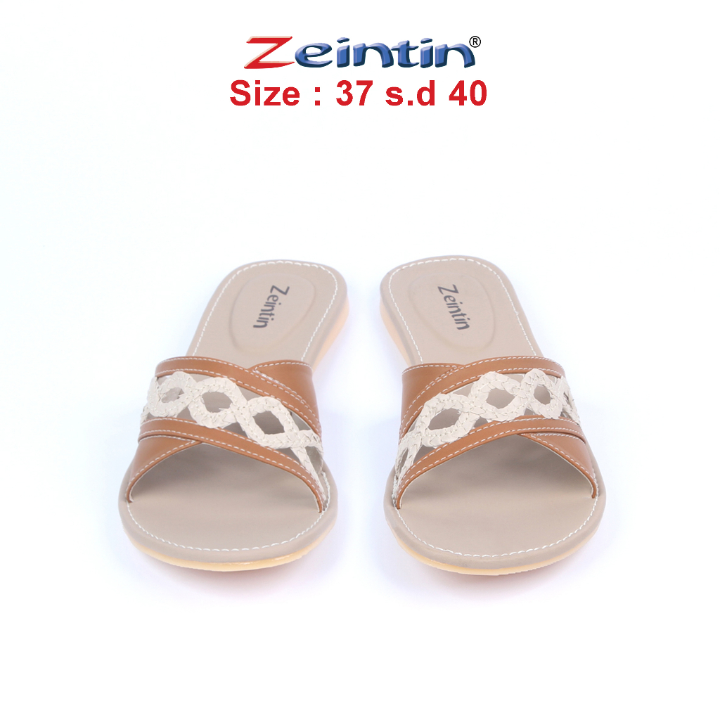 Zeintin - Sandal Wanita Kulit Sintetis Sandal Teplek Wanita Motif Terbaru Sandal Slide Wanita Original Zeintin Sandal Slide Sendal Selop SS