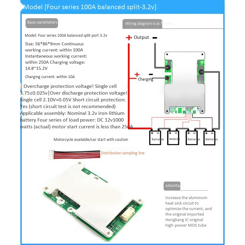 4S 12V 800A BMS Li-Iron Lithium Battery Charger Protection Board Papan Pelindung Charger Baterai Lithium