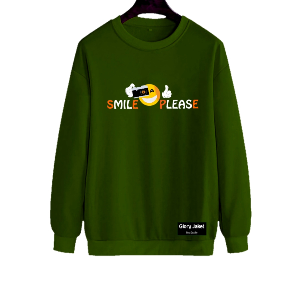 Sweater Crewneck Wanita Pria Unisex SMILE FLEASE M L XL XXL 15 Warna