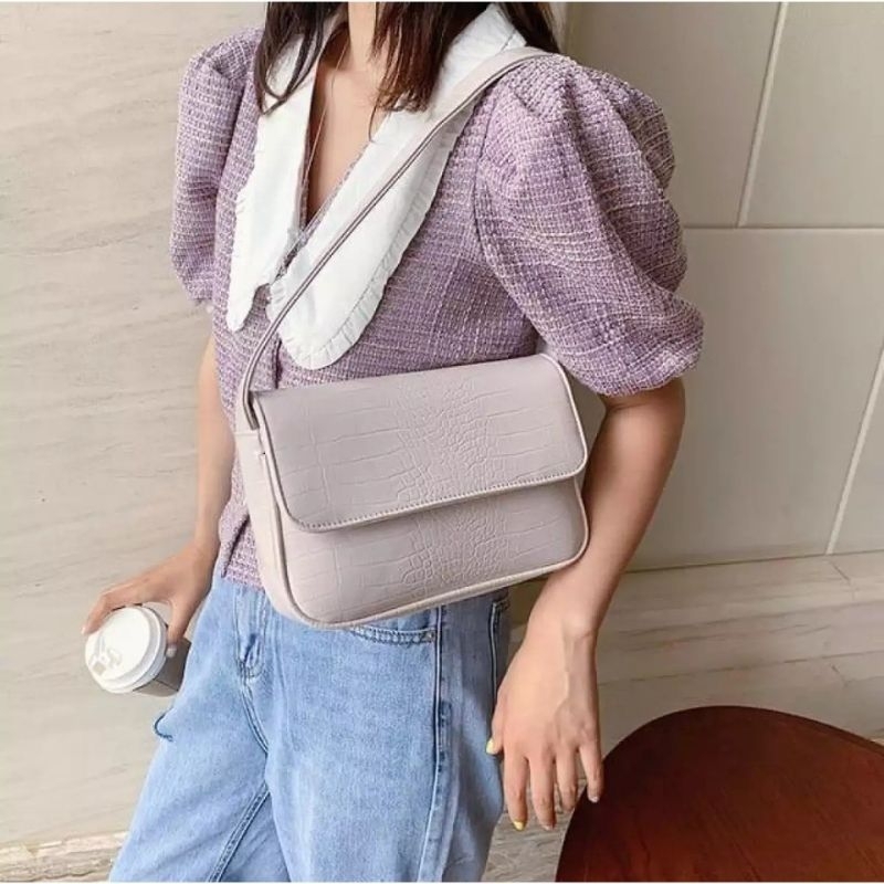 TAS KULIT ASLI TAS WANITA TAS BAHAN KULIT SAPI MOTIF JERUK