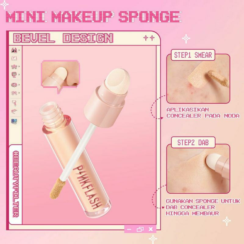 Pinkflash Flawless Liquid Concealer With Sponge Brush Head Tool