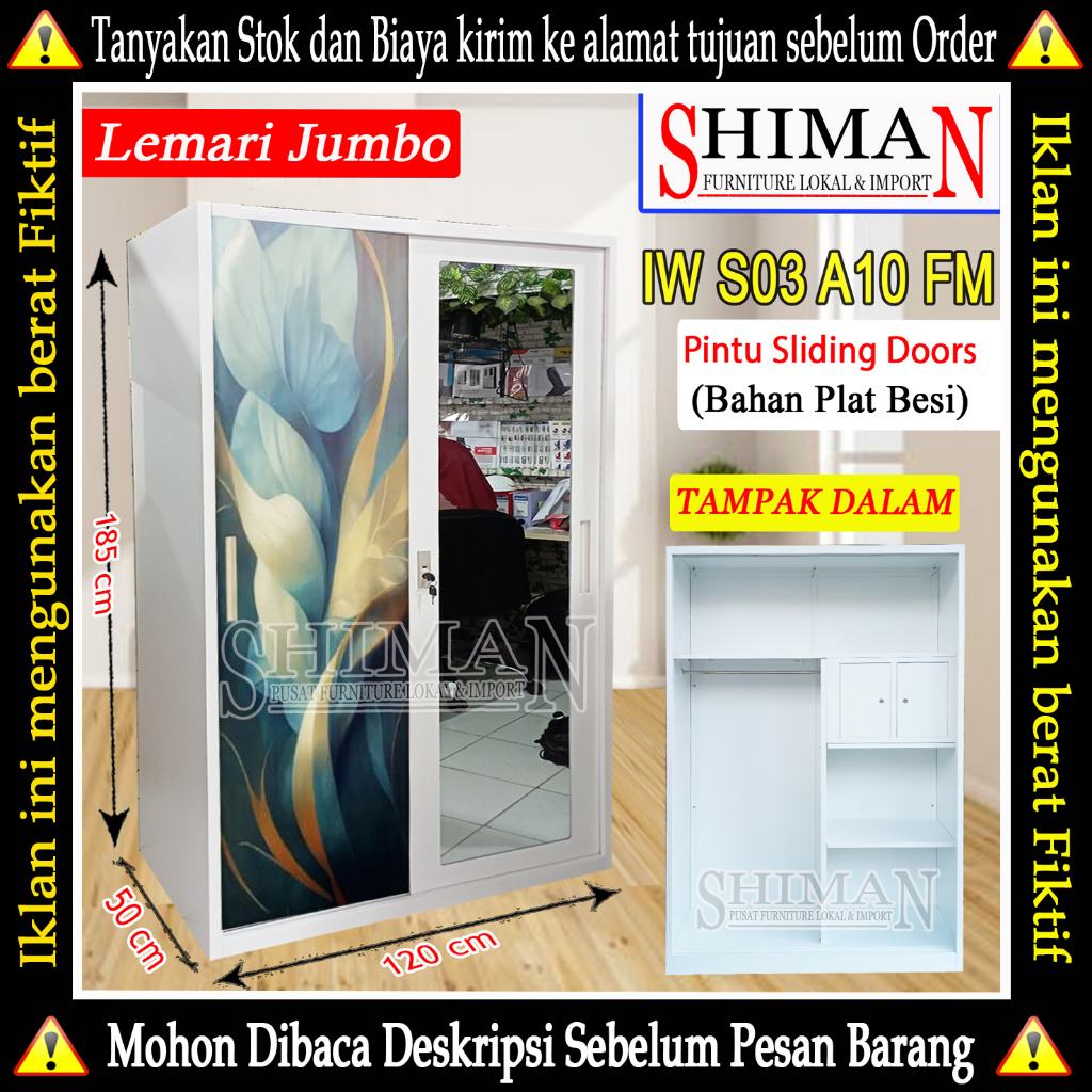 Lemari Pakaian Besi Sliding Door IW S03 A10 FM OKELO