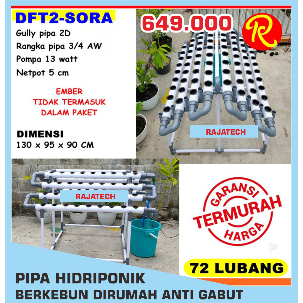 Paket Instalasi Hidroponik 72 Lubang
