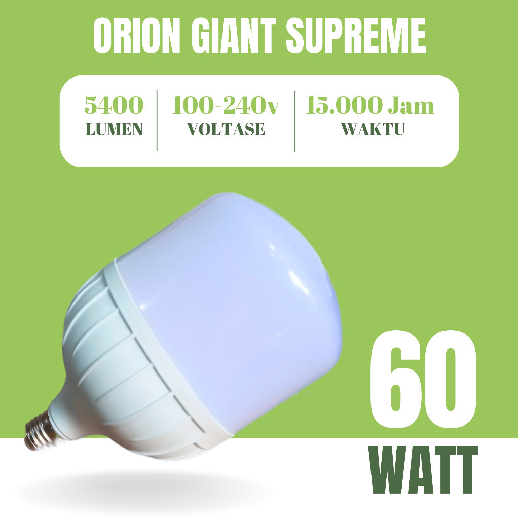 LAMPU ORION 60 WATT BOHLAM LED TABUNG JUMBO E27 COOL WHITE