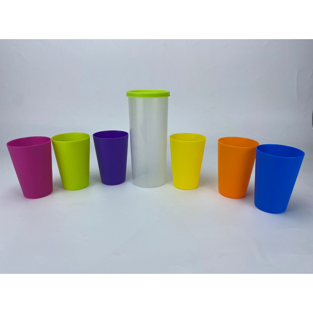 Gelas Pelangi Plastik SET 6 in 1 Gelas Minum Piknik Picnic Cup Set