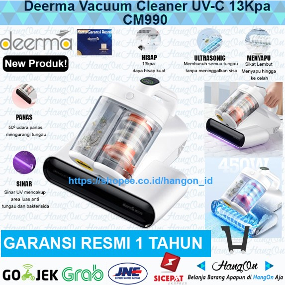 Deerma CM990 Vacuum Cleaner Dust Mite UV-C Anti Debu Tungau penyedot sedot Hisap 13000Pa Layar LED Double tank Ultrasonic 2 Mode kecepatan