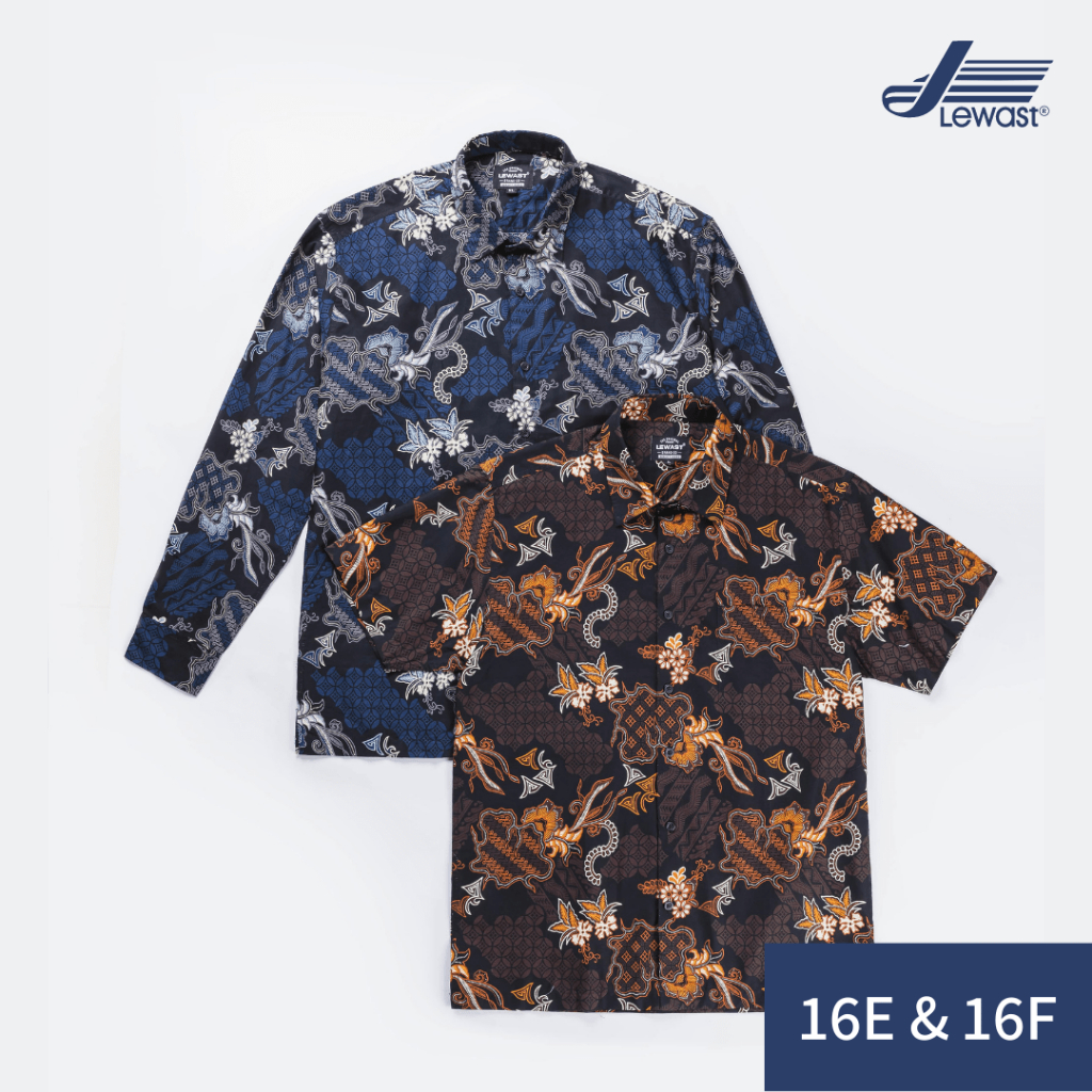 LEWAST Batik Modern Pria Kemeja Lengan Panjang & Pendek 16E 16F