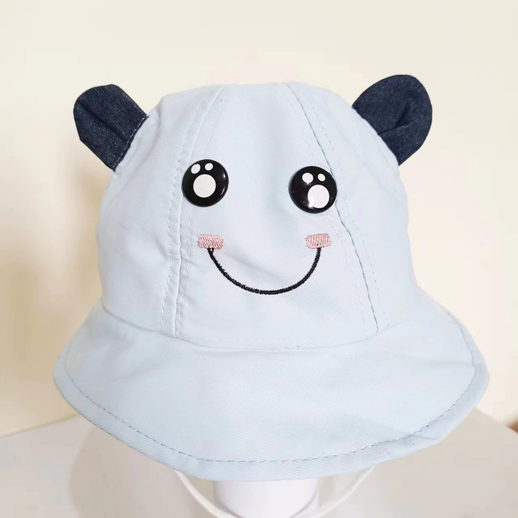 (Hello Girl)MZ40 Bucket Hat Topi Anak Balita Umur 2-6 Tahun Motif Telinga Smile Import