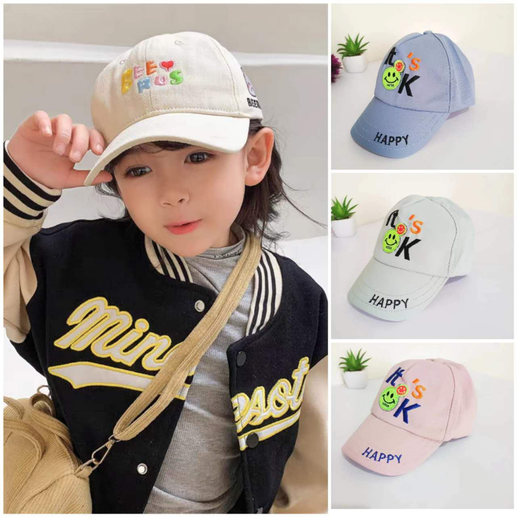 (Hello Girl)MZ38 Topi Baseball Anak Kecil Umur 2-6 Tahun Motif It&quot;s OK Gaya Korea Import