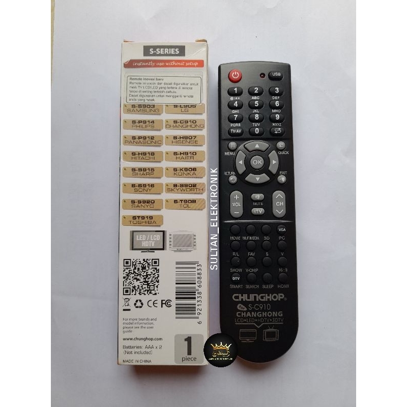 REMOTE/REMOT TV CHANGHONG LED/LCD CHUNGHOP 910 MULTI UNIVERSAL